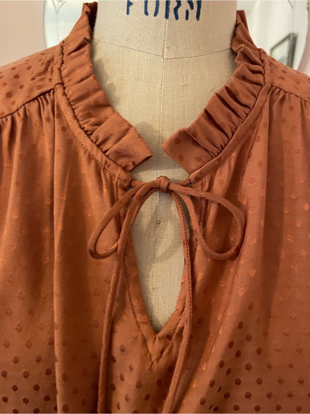 Draper James Polka Dot Tie-Neck Blouse - Picture 6 of 8